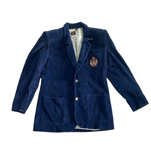 Vintage Size 8 Blue Corduroy Preppy Blazer Jacket - Picture 2 of 10